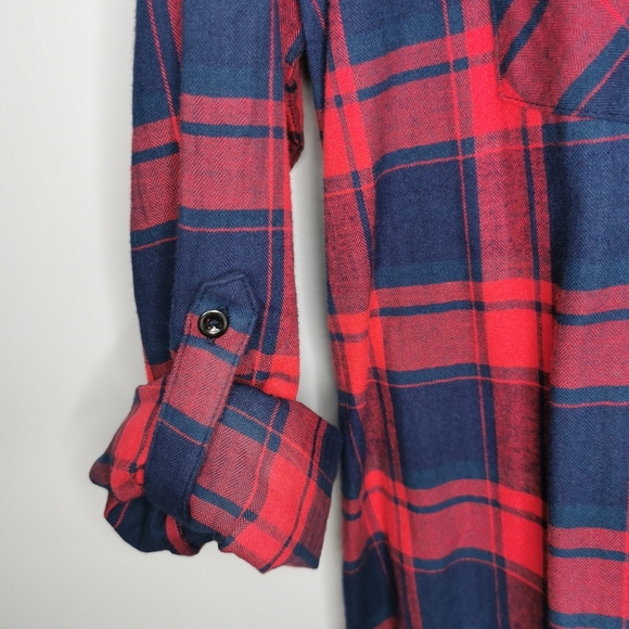 DALIA Blue & Red Long Sleeve Button Down Shirt - Picture 4 of 5